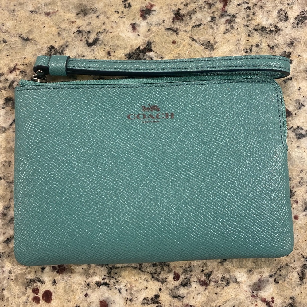 Coach aqua teal Wristlet Clutch